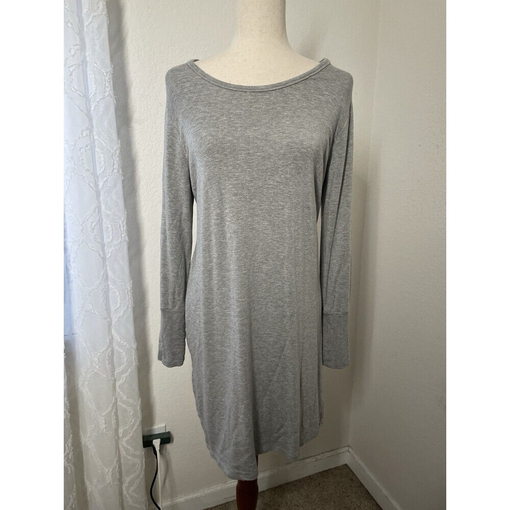 Athleta Womens Gray Sweatshirt Dress Long Sleeve Minimalist Athleisure Size S